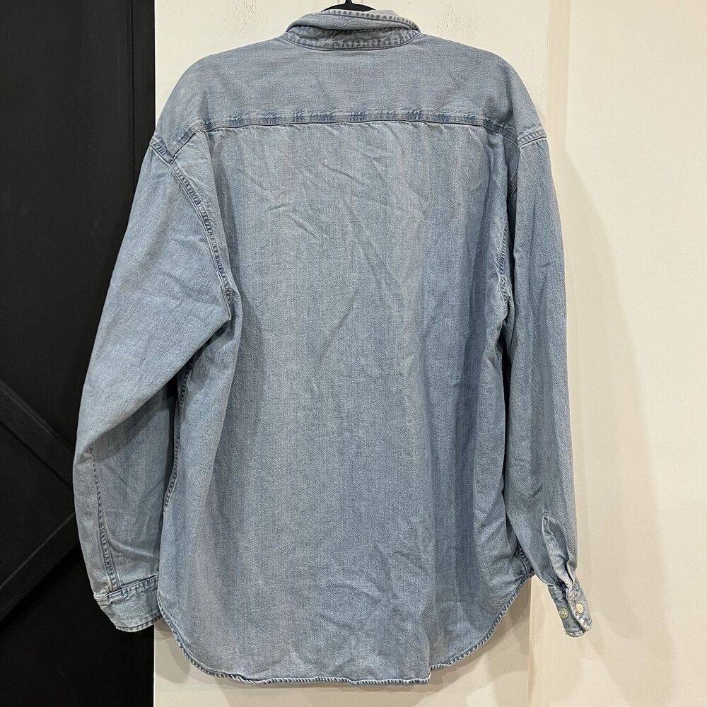 Vintage GAP Blue Jeans Light Wash Denim Button Down Shirt Size Large Cotton - Picture 4 of 9